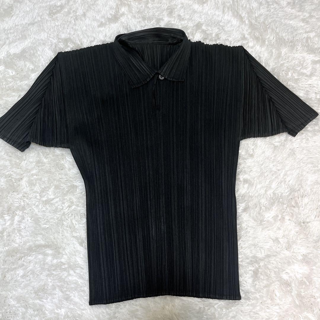 【美品】イッセイミヤケ プリーツプリーズ 半袖 ブラウス シャツ ブラック 3
