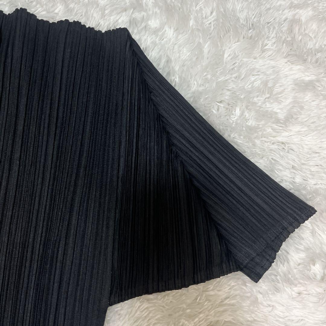 【美品】イッセイミヤケ プリーツプリーズ 半袖 ブラウス シャツ ブラック 3