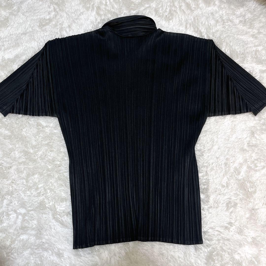【美品】イッセイミヤケ プリーツプリーズ 半袖 ブラウス シャツ ブラック 3