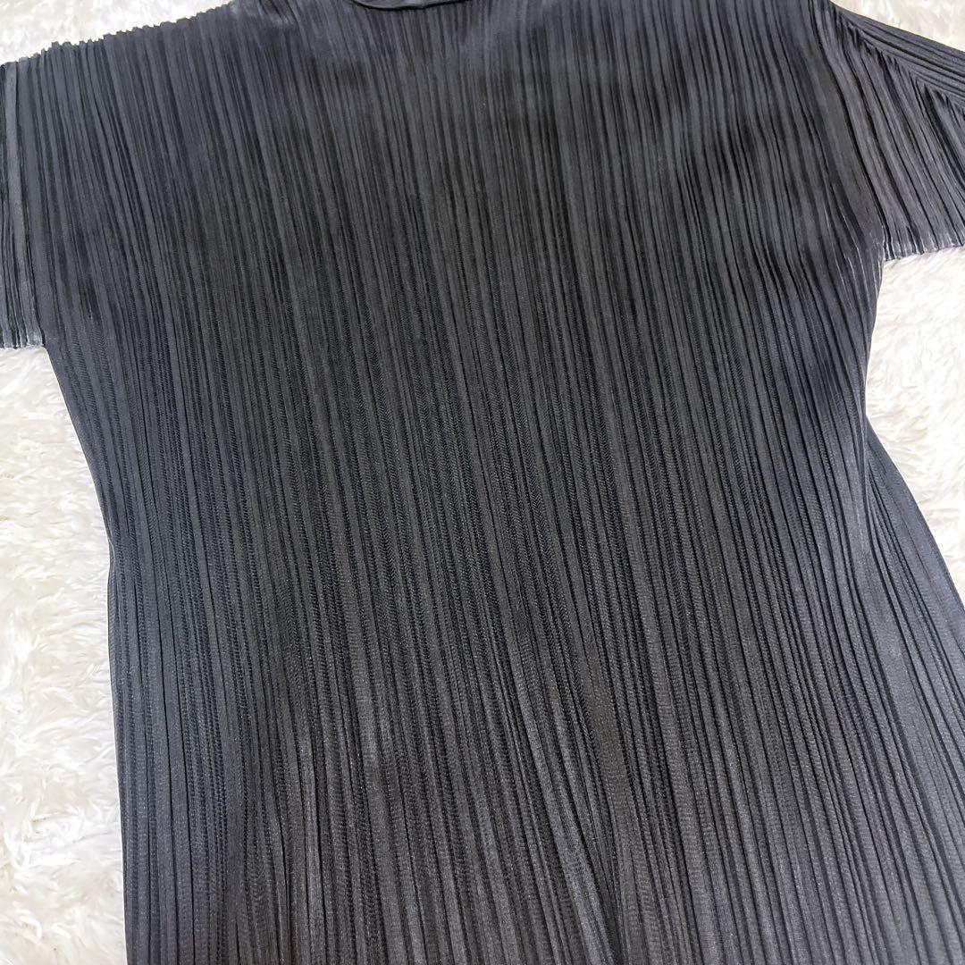 【美品】イッセイミヤケ プリーツプリーズ 半袖 ブラウス シャツ ブラック 3