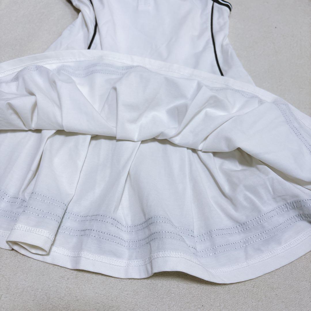 【マークアンドロナ】美品 セミプリーツワンピース ゴルフワンピース ホワイト S