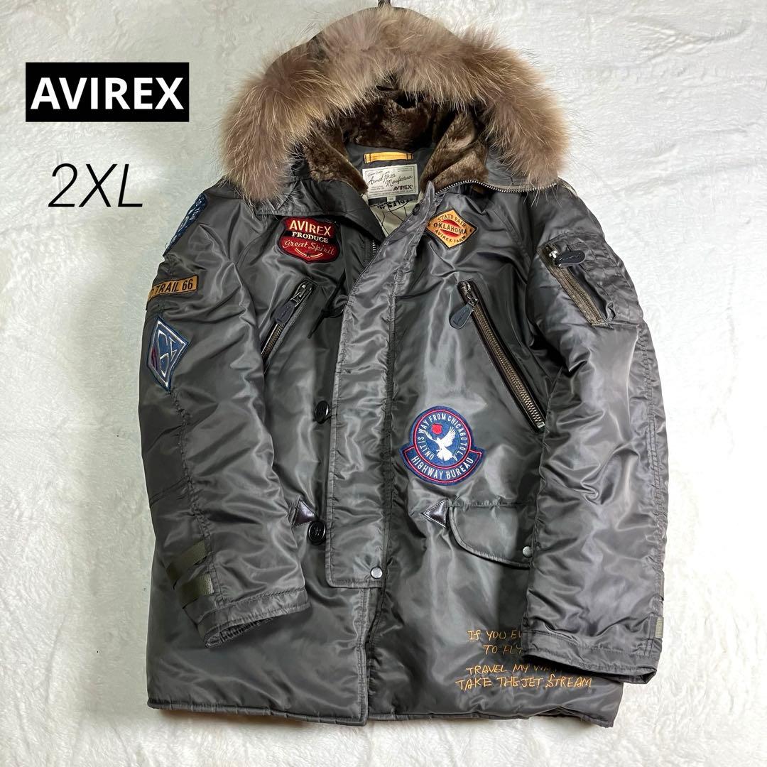 【お達様】2XL未使用級✨AVIREX完売✨N-3BフライトJK ラクーンファー