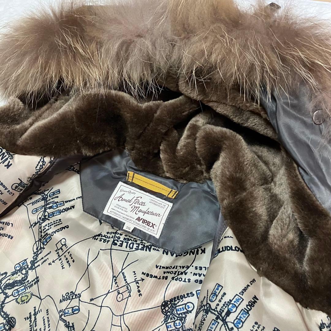 【お達様】2XL未使用級✨AVIREX完売✨N-3BフライトJK ラクーンファー