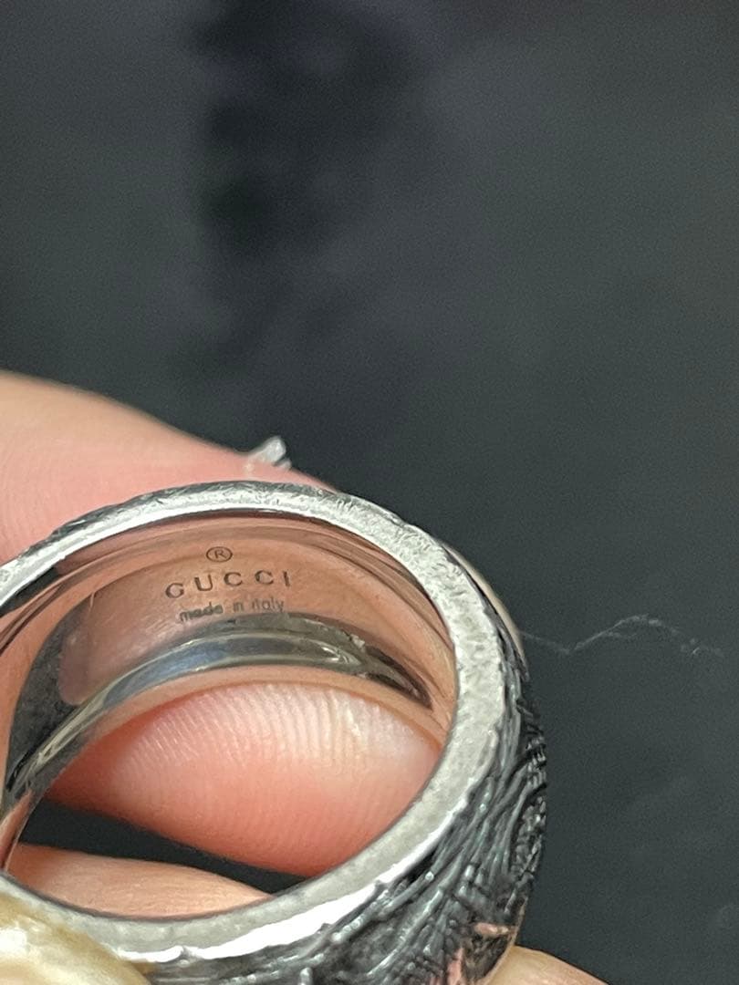 【美品】GUCCI シルバーリング 13号 キャット インターロッキング
