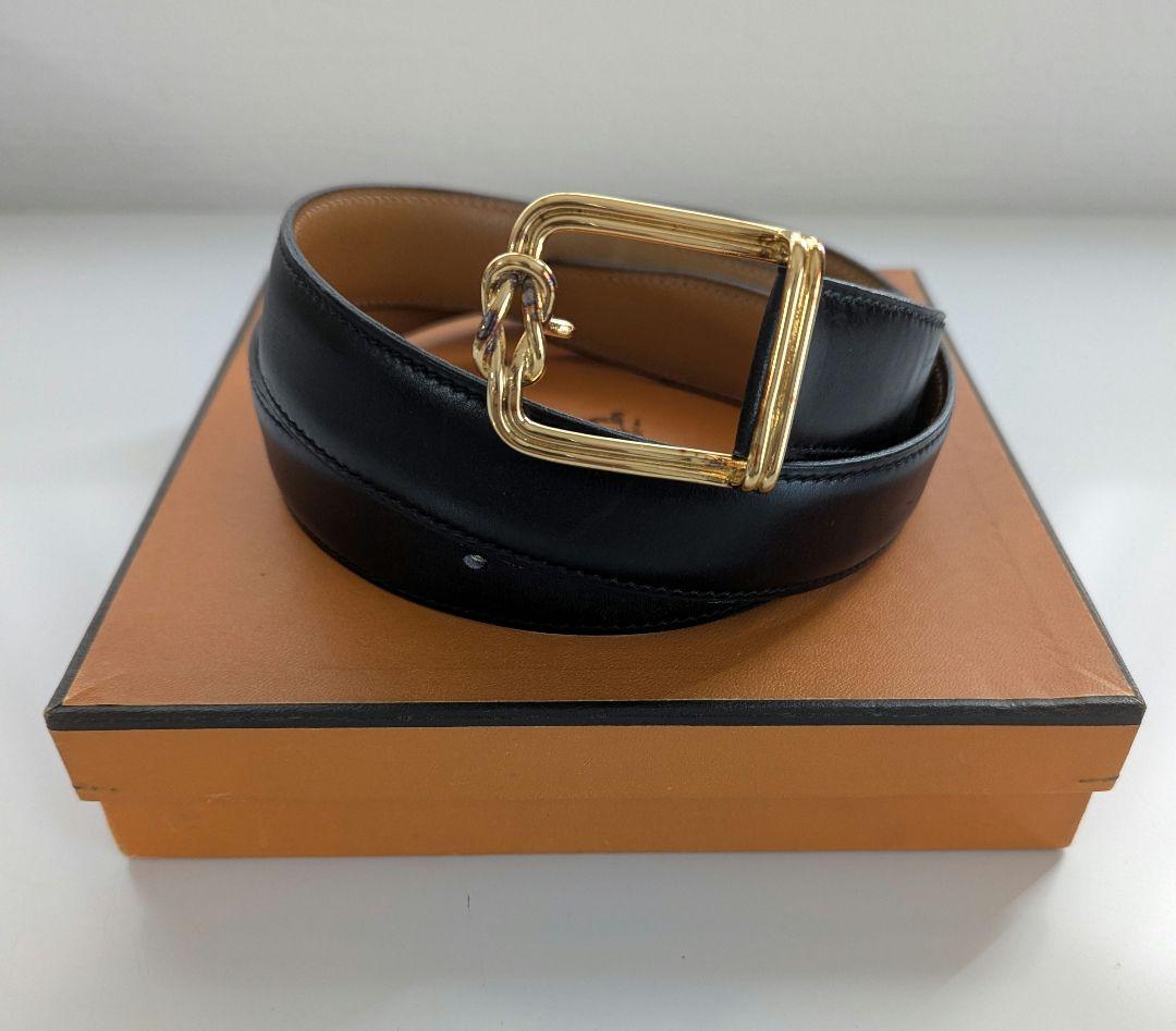 HERMES エルメス ベルト ゴールド金具 黒