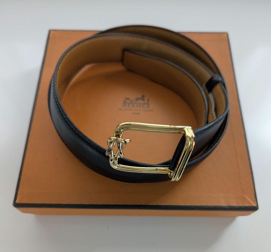 HERMES エルメス ベルト ゴールド金具 黒