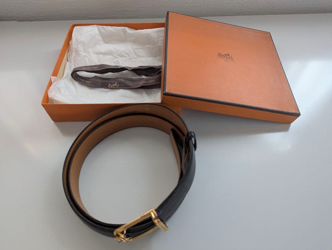 HERMES エルメス ベルト ゴールド金具 黒