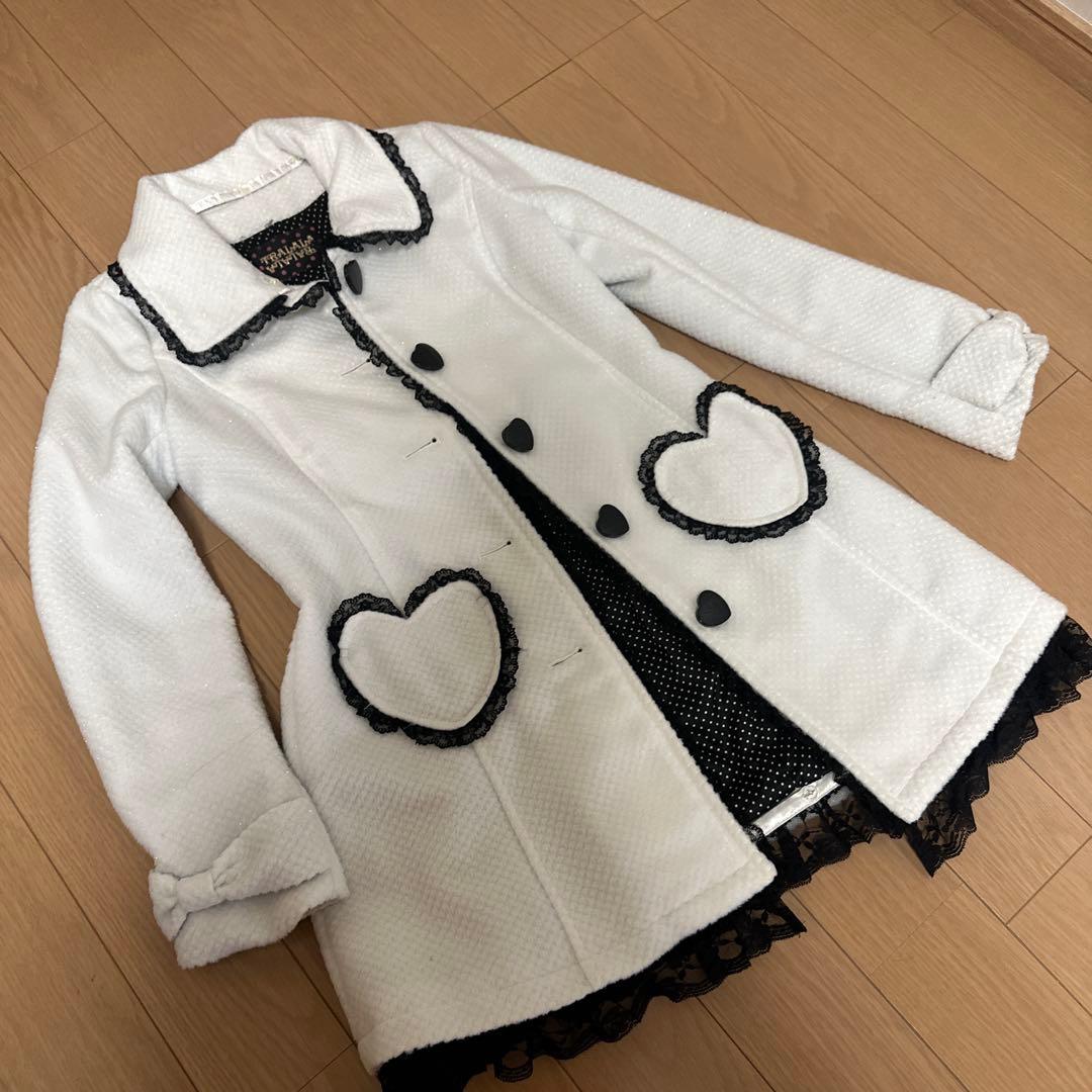 希少　リズリサ トゥララ　白のコート　リボン　レース付き