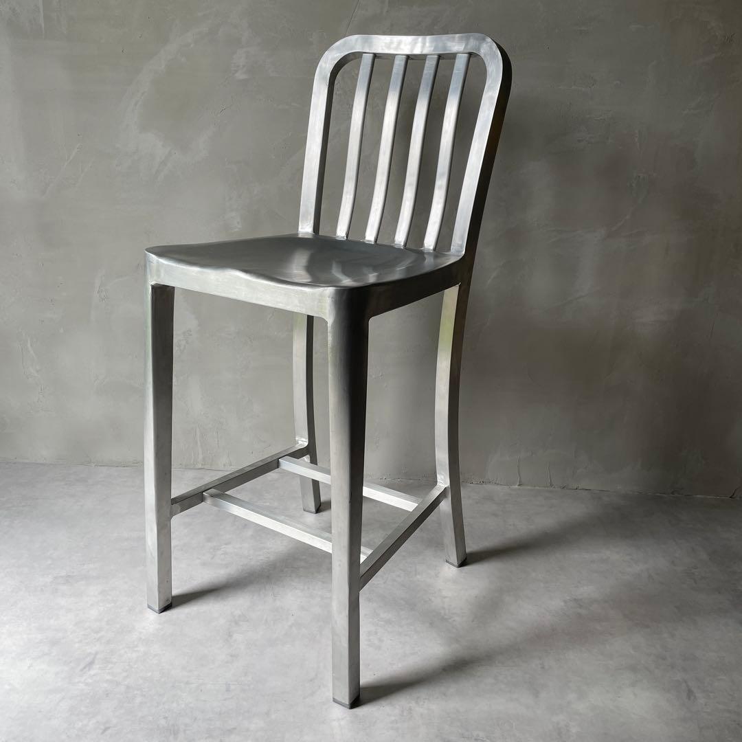 ネイビーチェア　アルミ製　ハイチェア　ハイスツール　シルバー　軽量