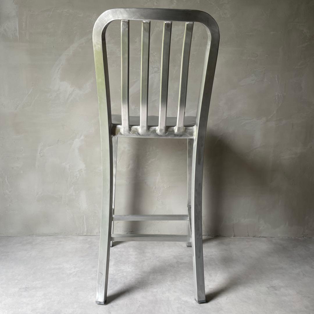 ネイビーチェア　アルミ製　ハイチェア　ハイスツール　シルバー　軽量