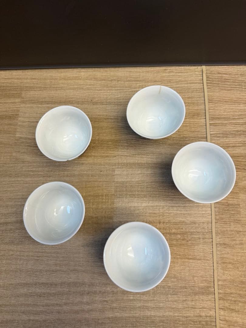 1520 煎茶道具　栄山作　染付青花『雲麒麟文』　煎茶碗5客　時代物