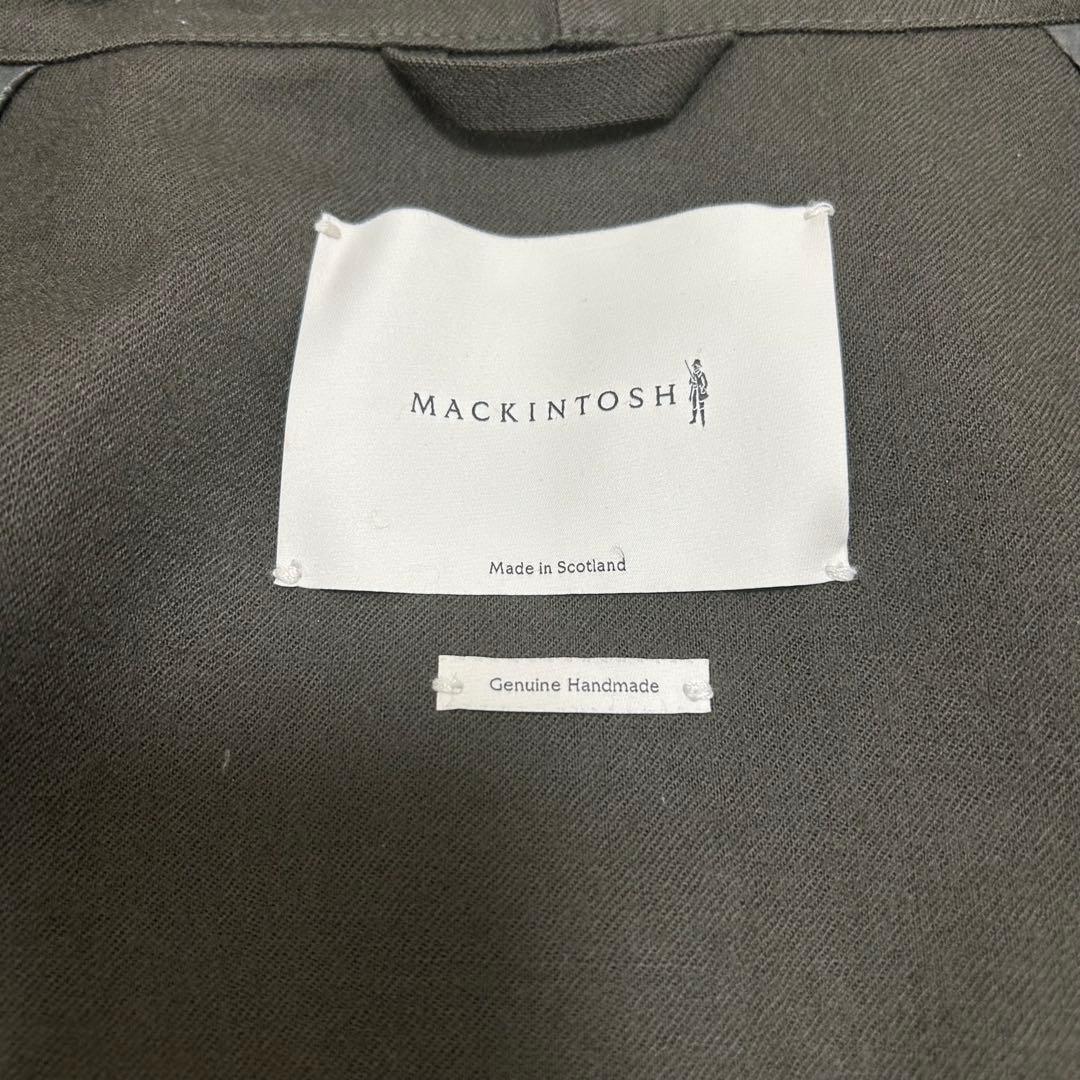 【美品】マッキントッシュ ゴム引き ステンカラーコート フード付き カーキ L