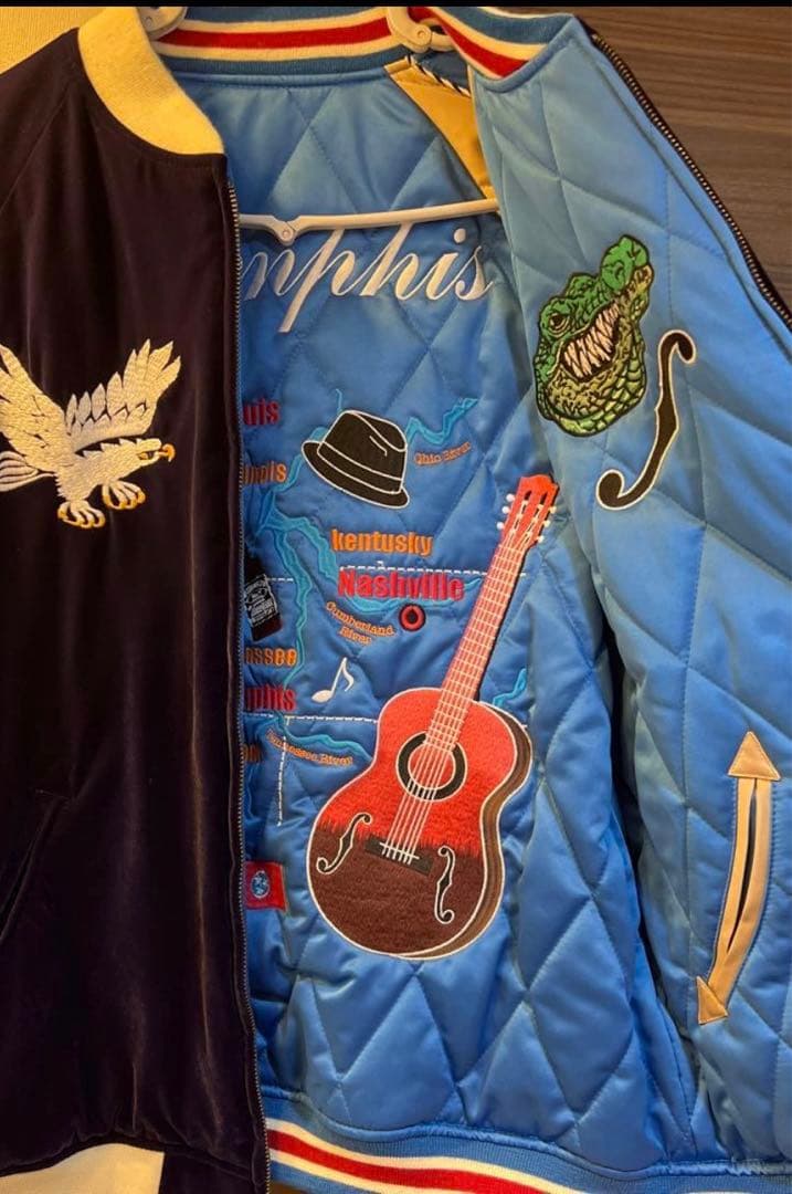 BILLVAN別珍ベロアスカジャンリバーシブル総刺繍（40）サイズL