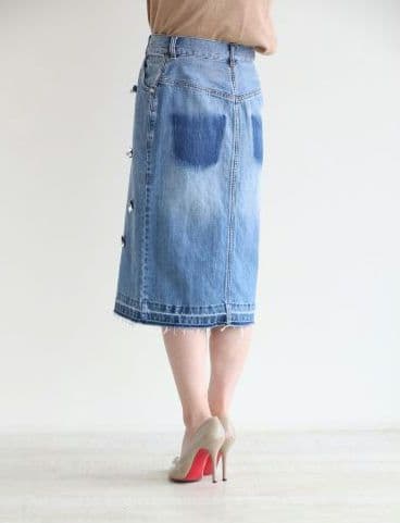 未使用タグ付き MUVEIL(ミュベール) 刺繍 蝶 デニムスカート定価3.7万