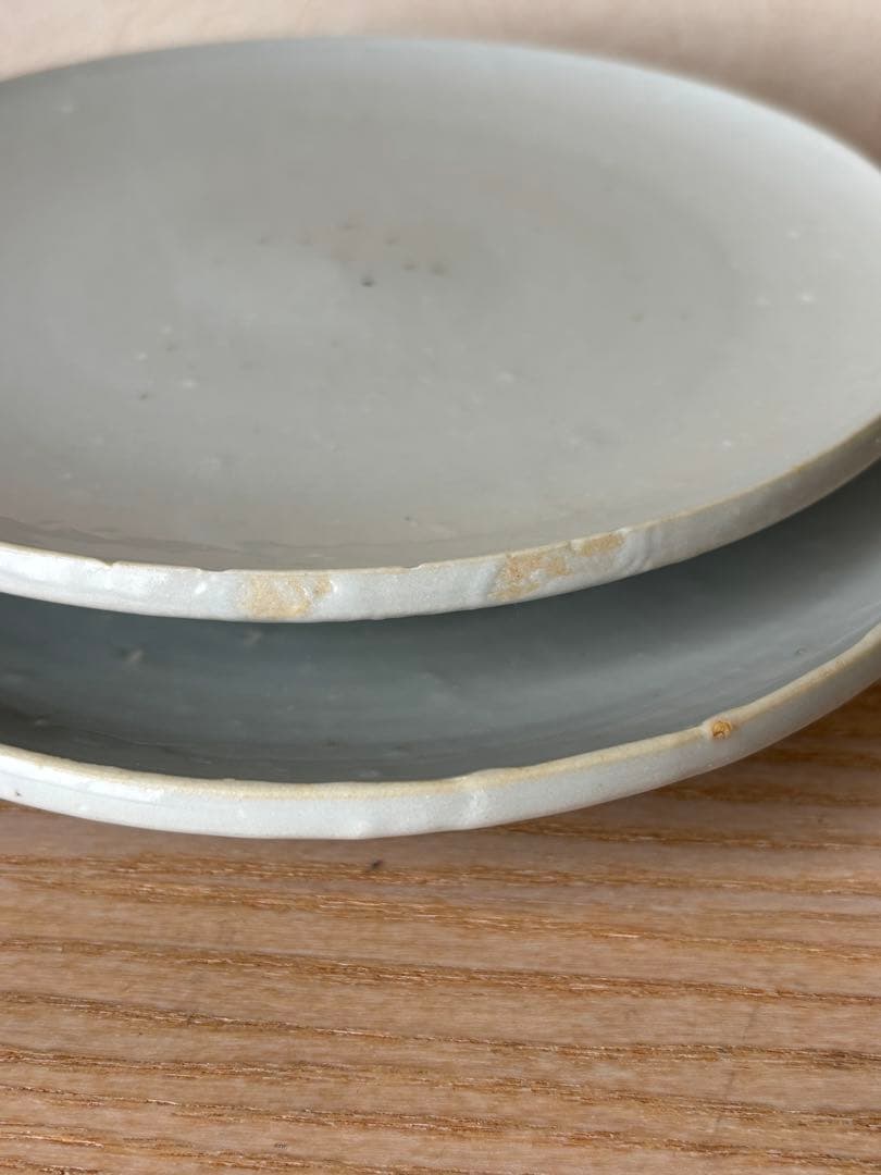 金沢の陶芸家、北野敏一さんの白磁六寸皿 2客セット