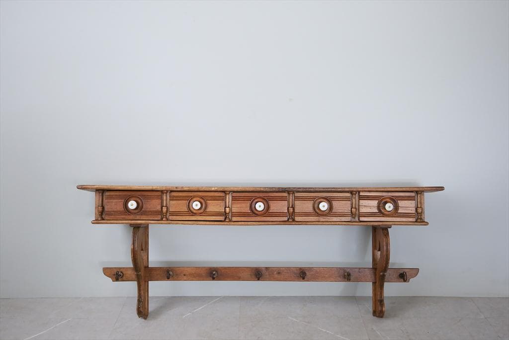 フランスアンティーク木製ウォールシェルフ/壁掛けラック/飾り棚/収納(85-85