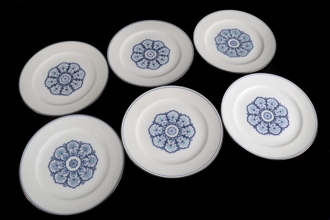 大倉陶園 呉須正倉院 プレート6枚 19.5ｃｍ 皿 プラチナ彩ハンドペイント