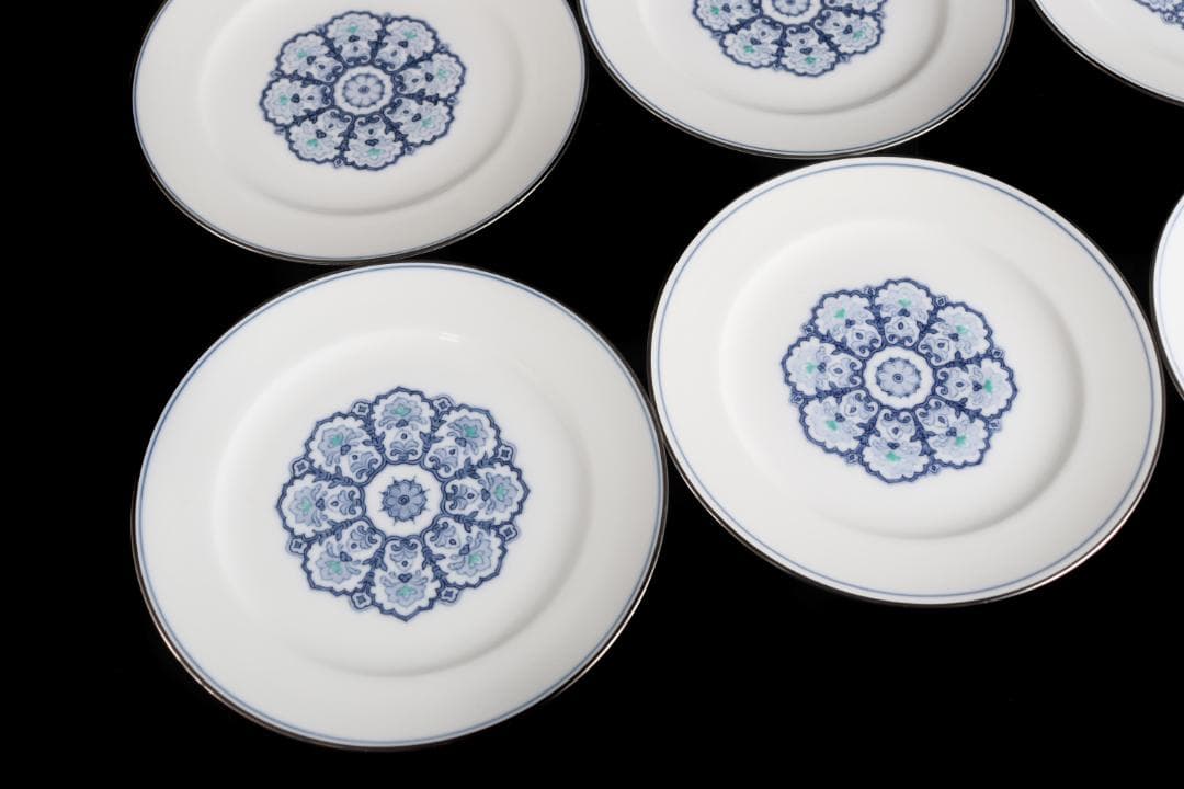 大倉陶園 呉須正倉院 プレート6枚 19.5ｃｍ 皿 プラチナ彩ハンドペイント