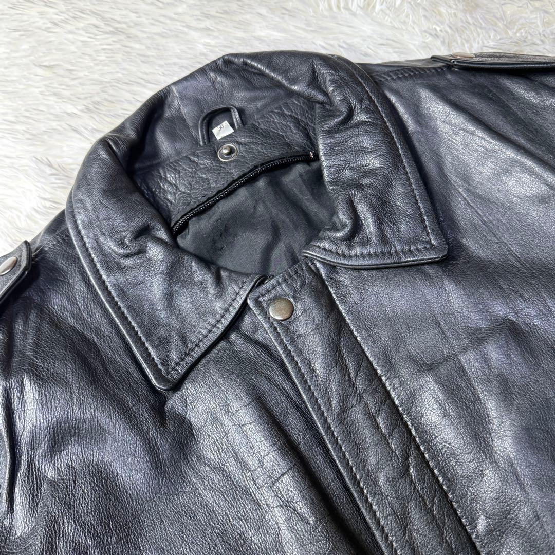 【ユーロ】90s A-2 ブラックレザー フライトジャケット XL 本革