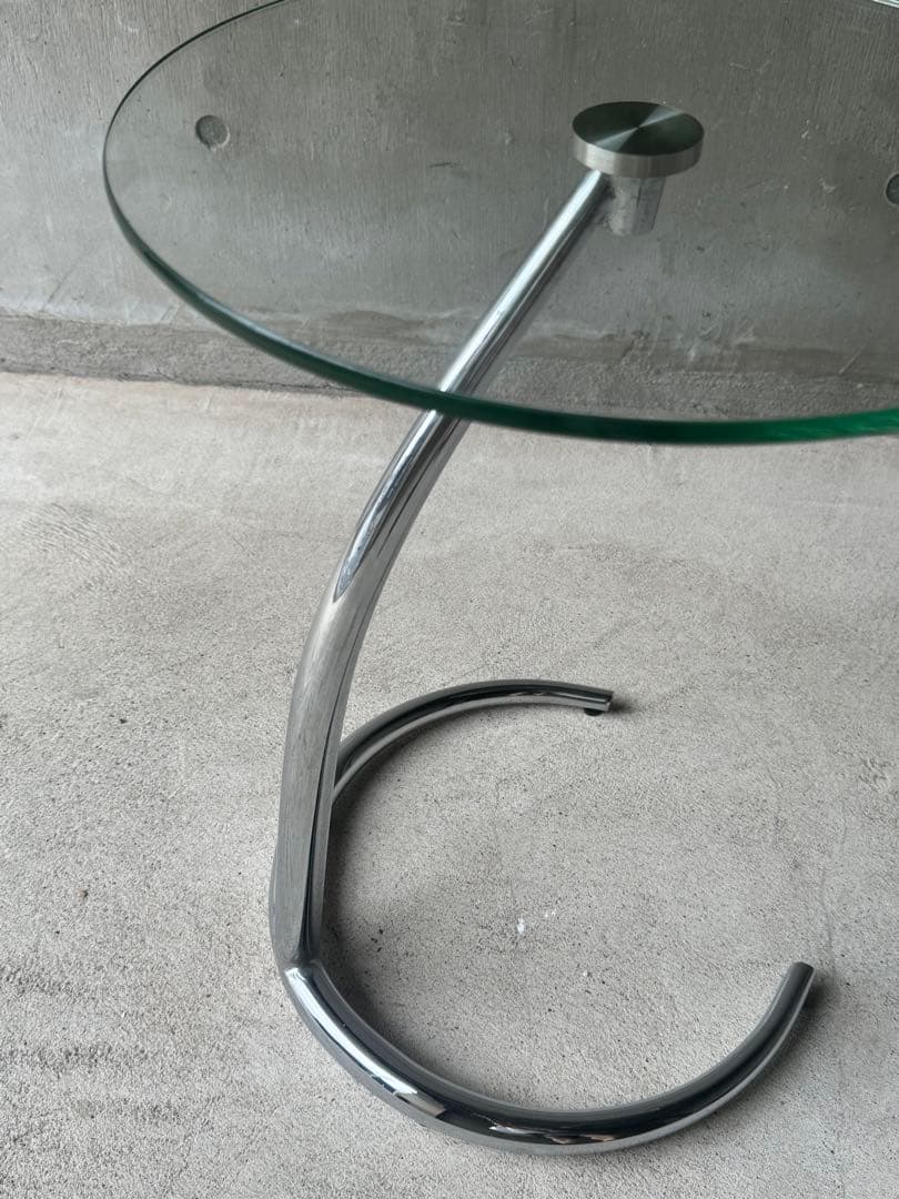 ガラスサイドテーブル　ミッドセンチュリー　スペースエイジ