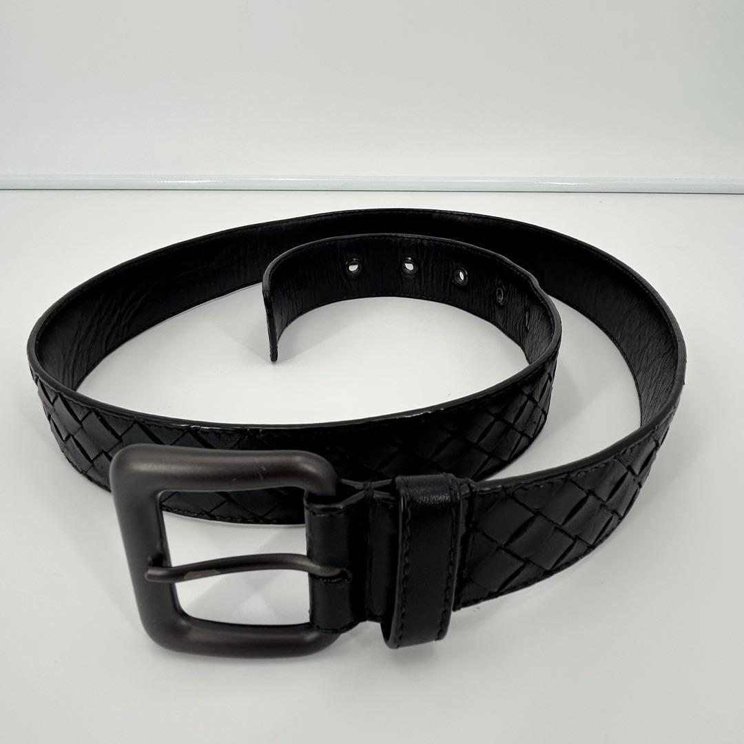 美品✨ボッテガヴェネタ ベルト イントレチャート 編み込み ブラック メンズ