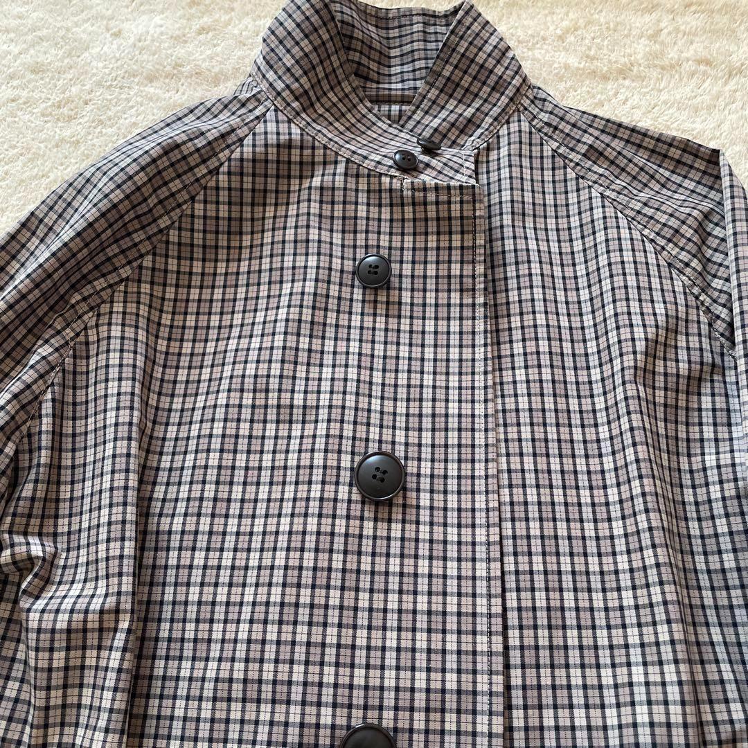 未使用級 ジムフレックス ステンカラーコート チェック オーバーサイズ