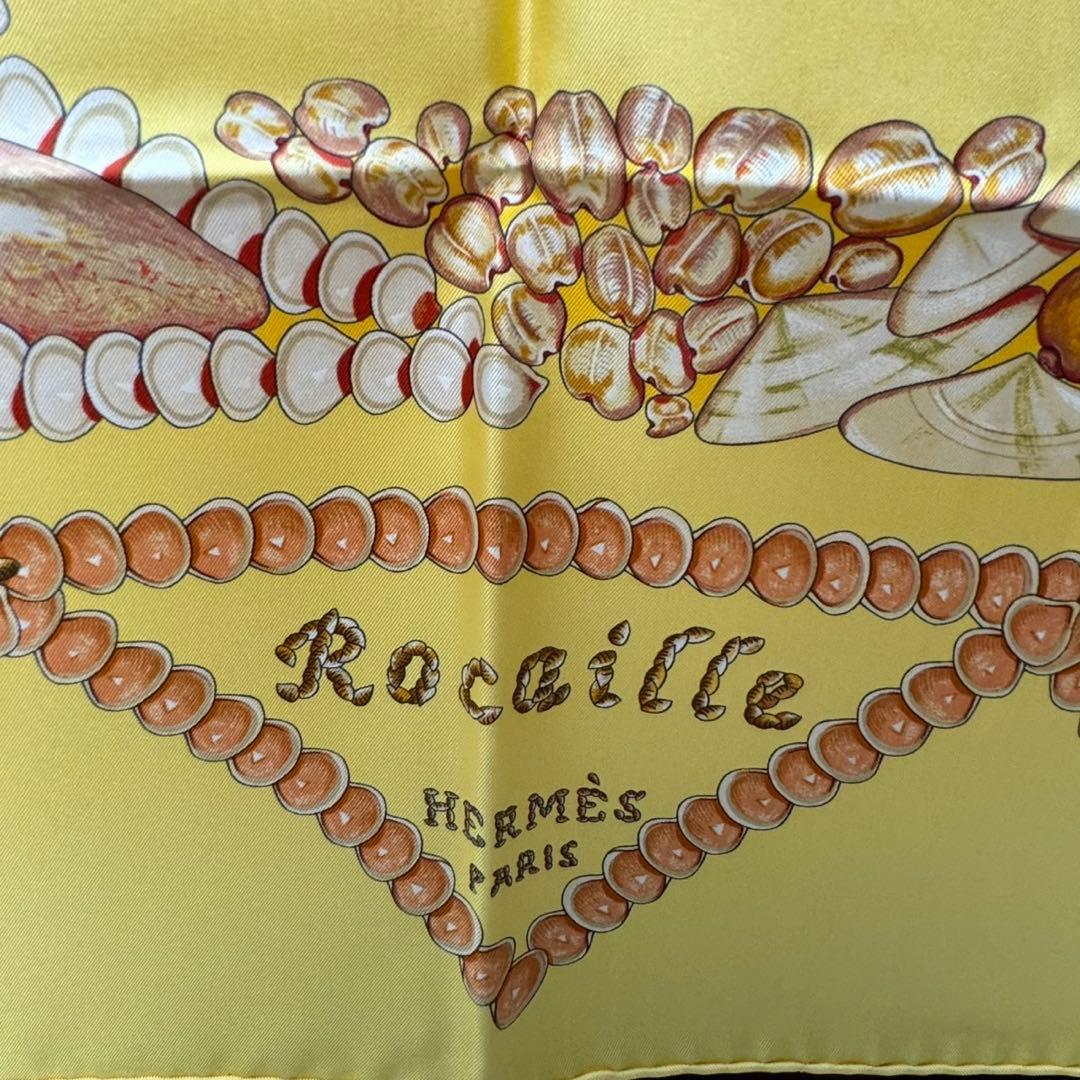 美品　エルメス HERMES カレ90 ROCAILLE ロカイユ 貝殻スカーフ