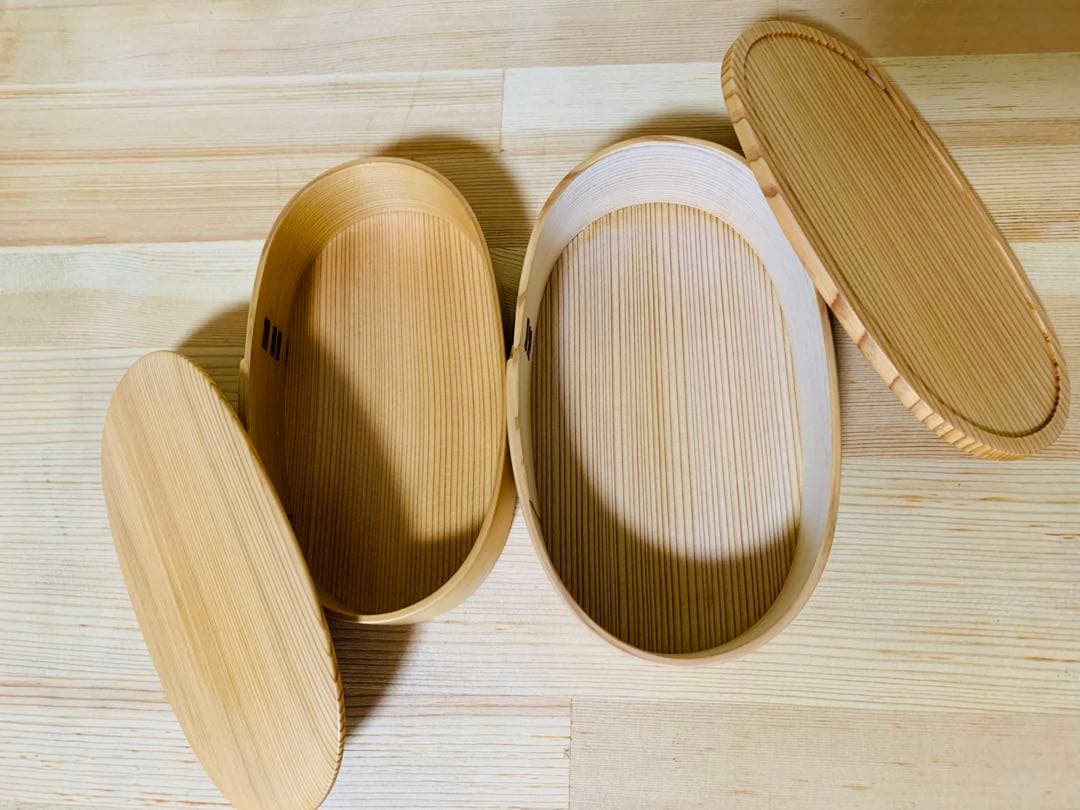 栗久　曲げわっぱのお弁当箱　小判入子レディース