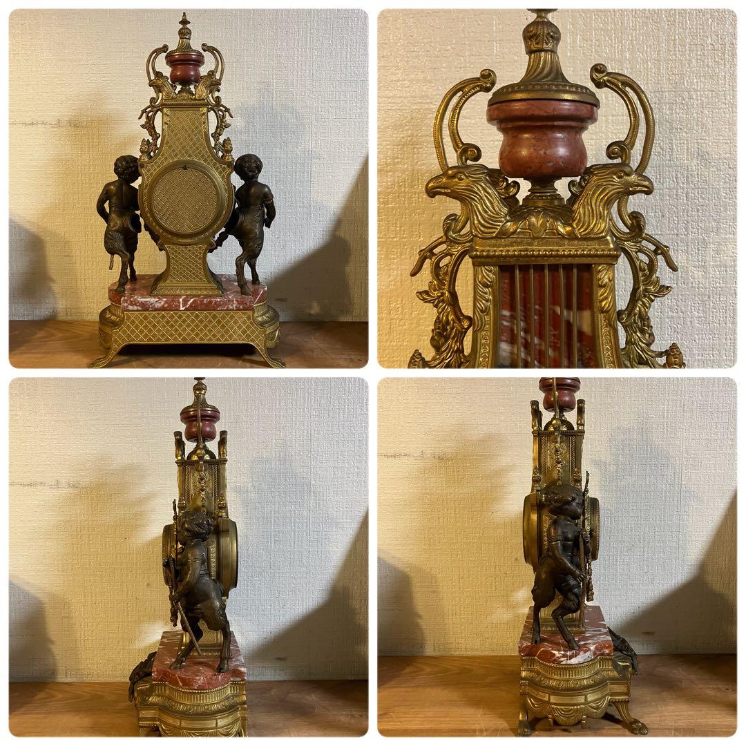 アンティーク Lancini イタリア 大理石 ジャンク 手巻き 真鍮 ブロンズ