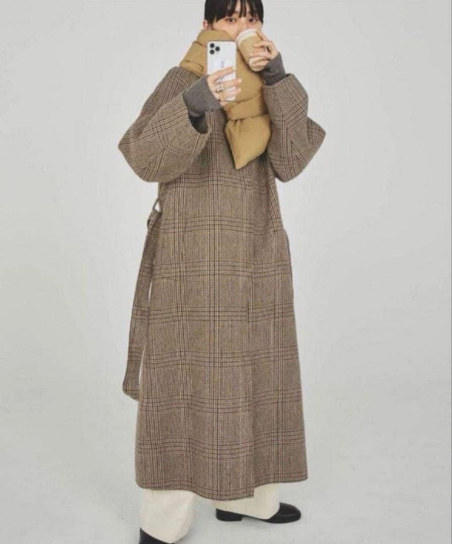 todayful ステンカラーチェックコート 36
