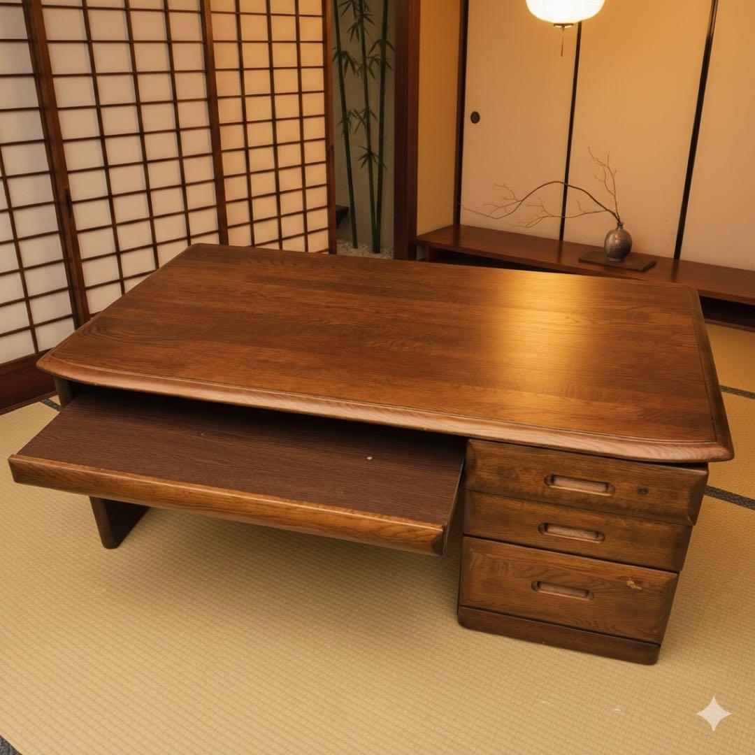 文机　座机　デスク　テーブル　鍵付き　レトロ