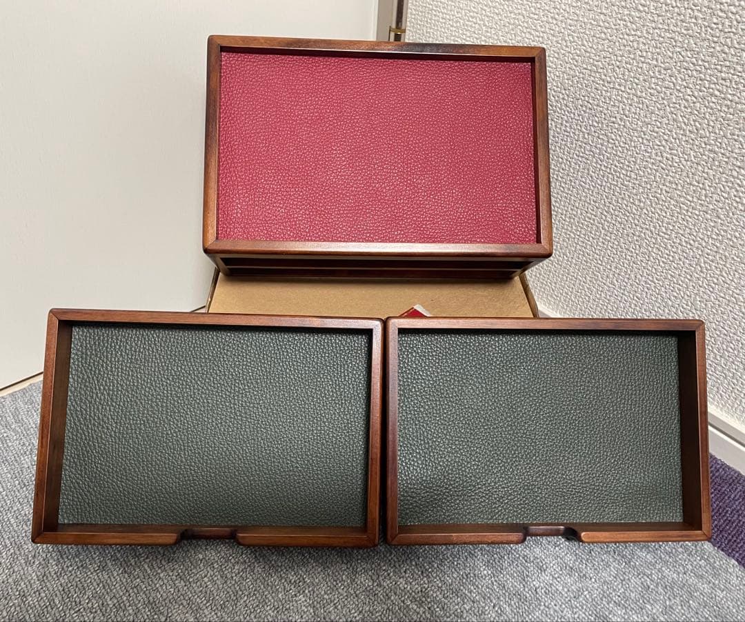 豊岡クラフト　文具ケース Ｌ 引き出し二段タイプ