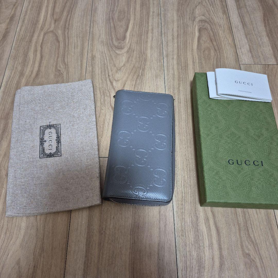 GUCCI グレー 長財布 GGパターン