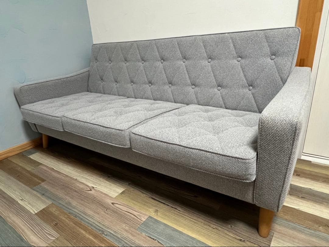 カリモク60　ロビーチェア　３シーター　ミストグレー