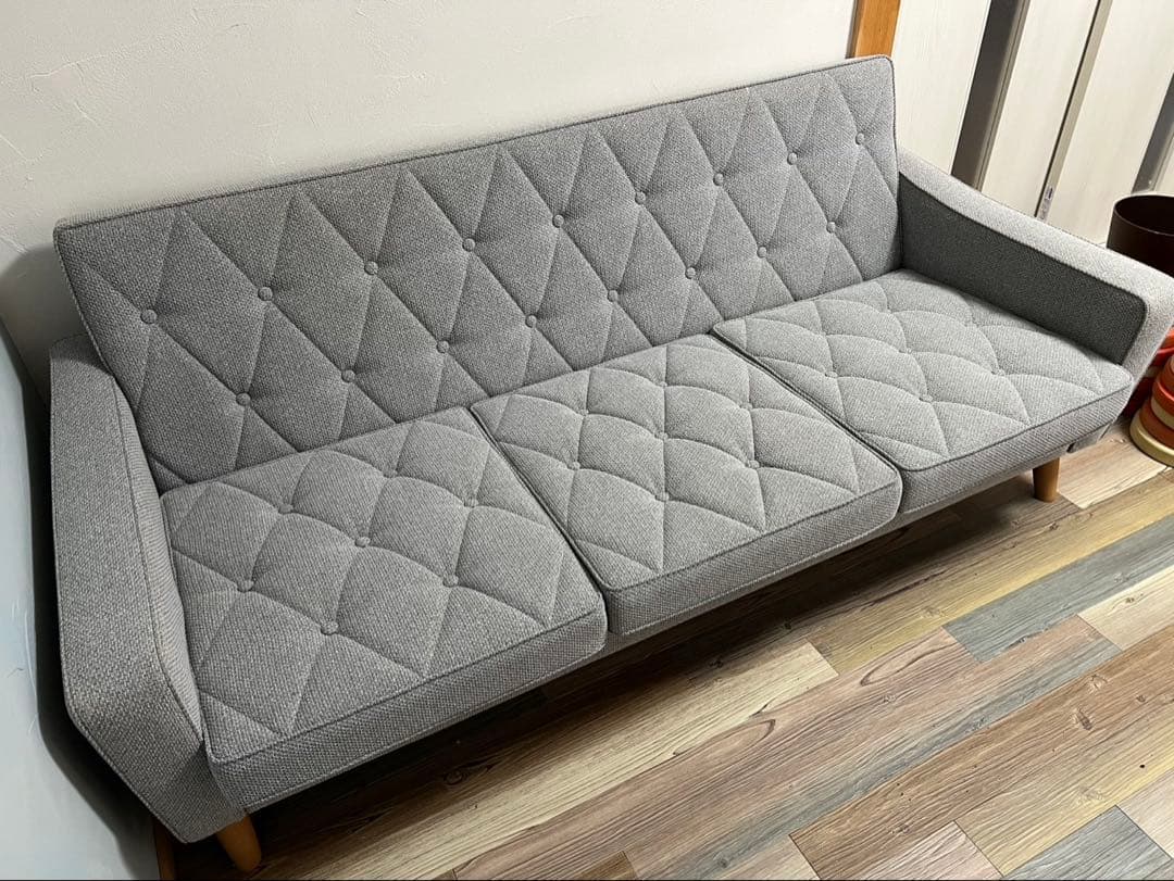 カリモク60　ロビーチェア　３シーター　ミストグレー