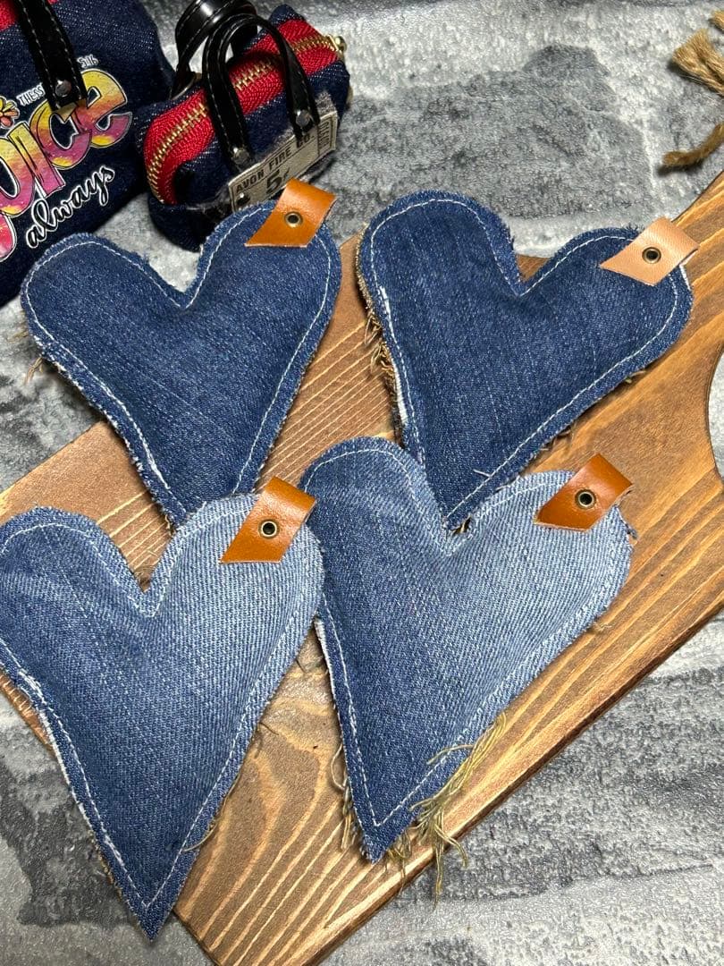 コラボ‼️染めフリンジデニムぷっくりハートNo.668