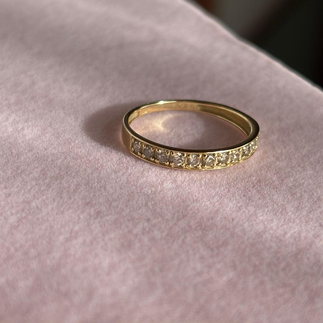K18 YG ダイヤモンド ハーフエタニティ リング 11号