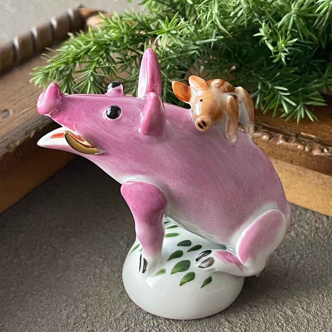 Meissen マイセン ミニ干支 ミニイノシシ　ピンク