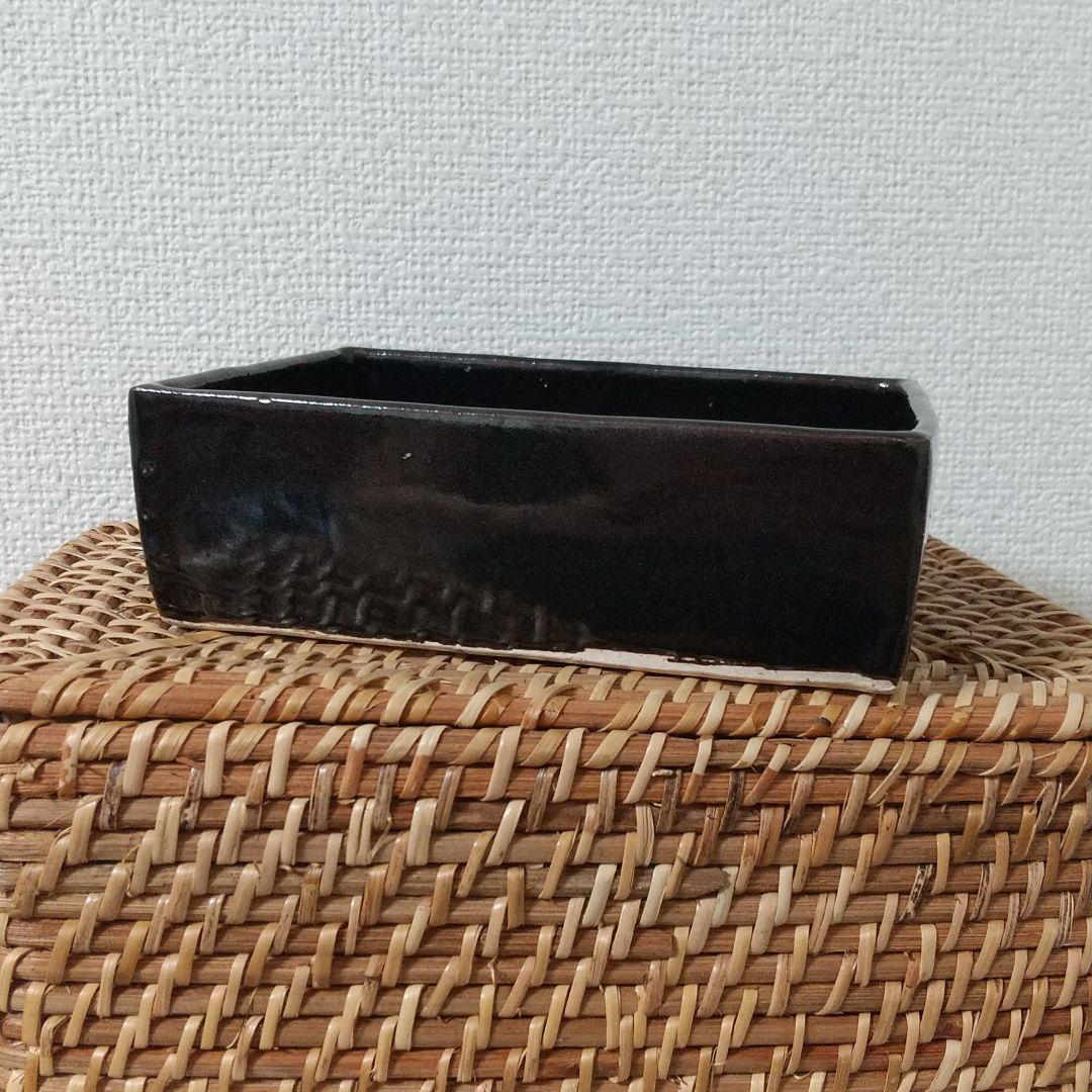 東屋 伊賀 角鉢 5.5寸 長方形 黒飴釉