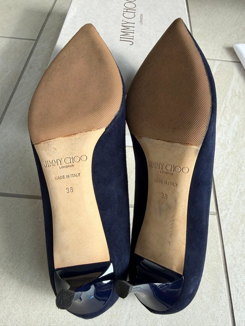 JIMMY CHOO ネイビー スエード パンプス