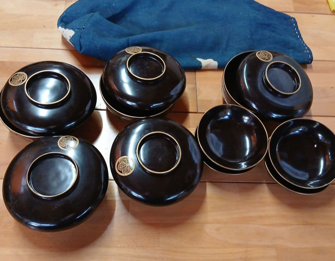 漆器 椀 セット 黒色 金縁②