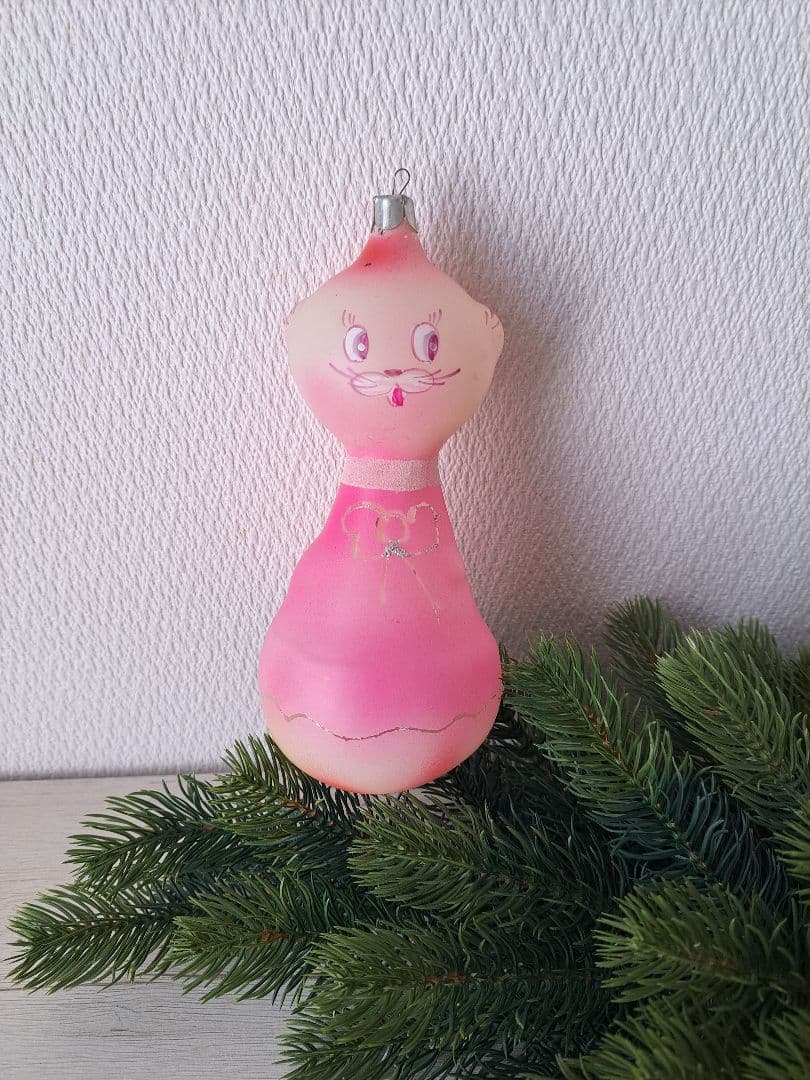 ソビエト　ガラスオーナメント　大きい猫ちゃん