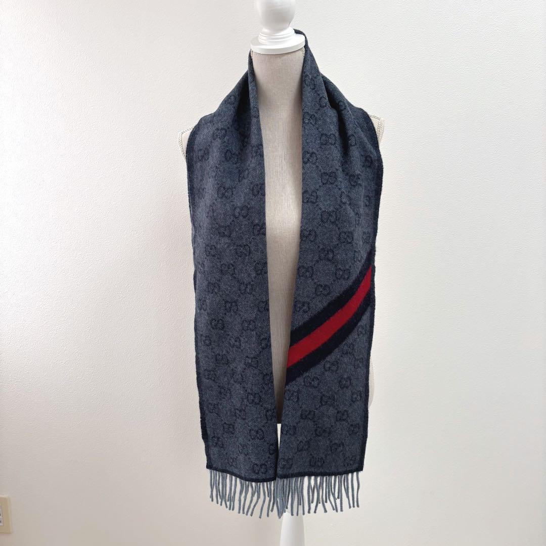 GUCCI グッチ GG シェリーライン マフラー ストール ウール×アルパカ