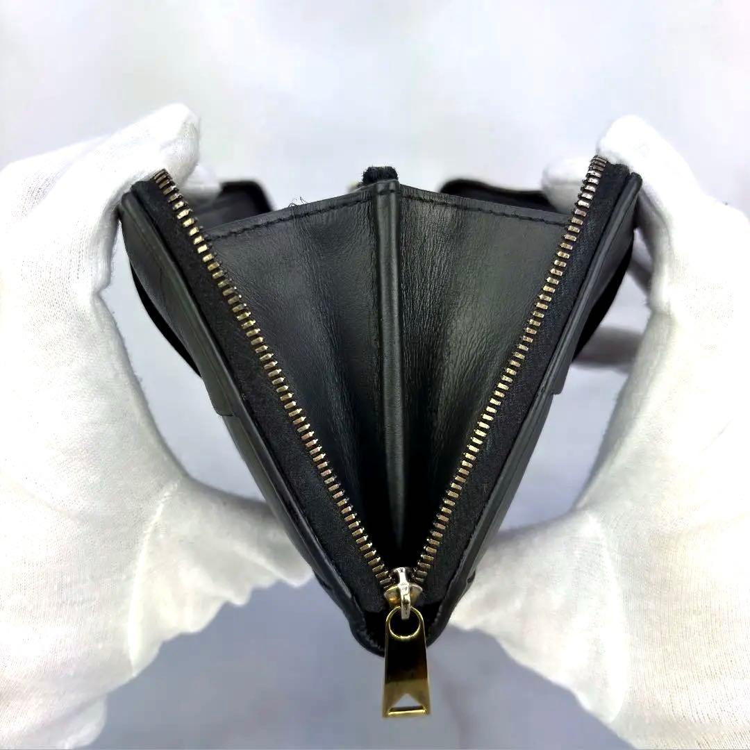 【正規品】BOTTEGA VENETA 長財布 ラウンドジップ カセットレザー黒