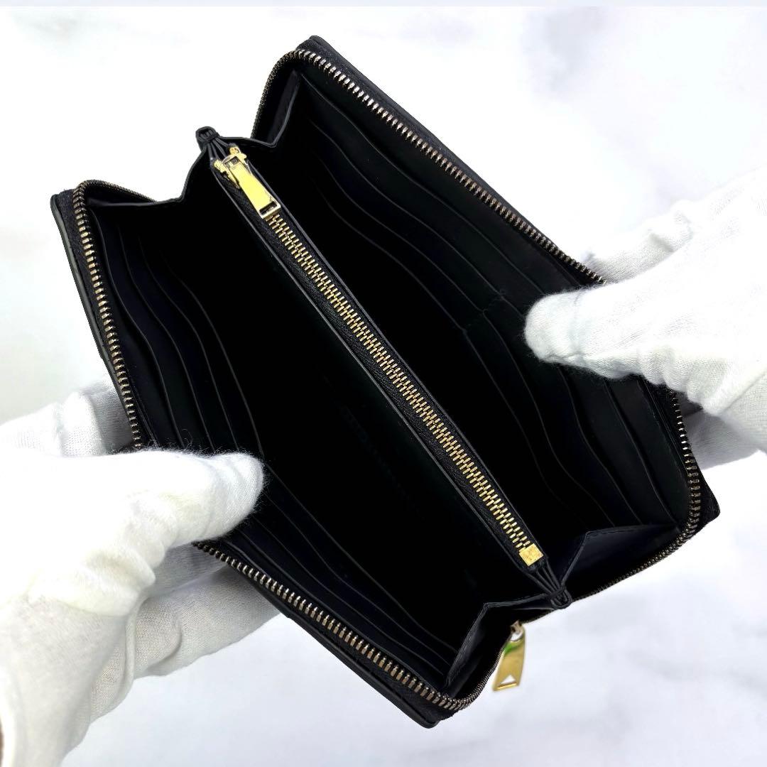 【正規品】BOTTEGA VENETA 長財布 ラウンドジップ カセットレザー黒