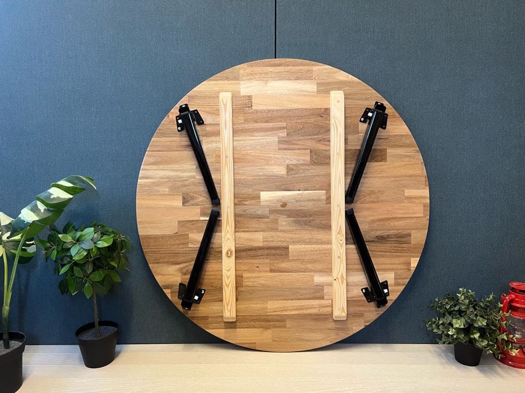 【送料無料】 ローテーブル 丸形 90cm アカシア 折りたたみ脚 改