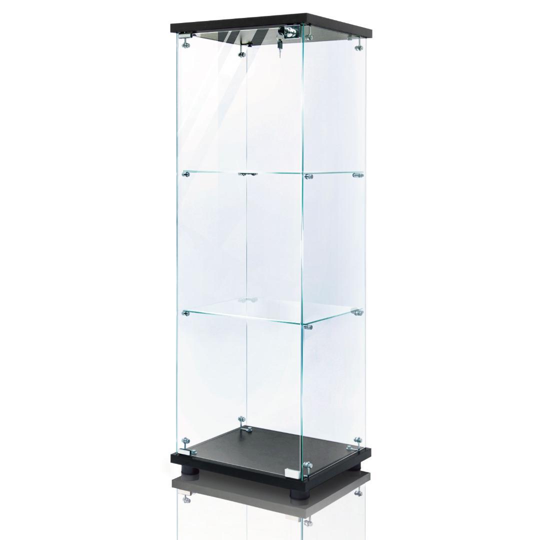 【新品】ガラスコレクションケース｜3段スリム黒｜フィギュア棚｜ショーケース