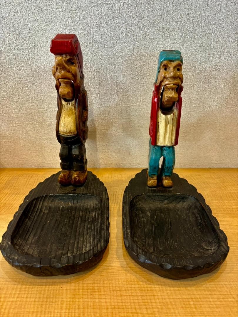 【希少】アンティーク 木製 くるみ割り人形 ペア 特大 32cm 置物 オブジェ