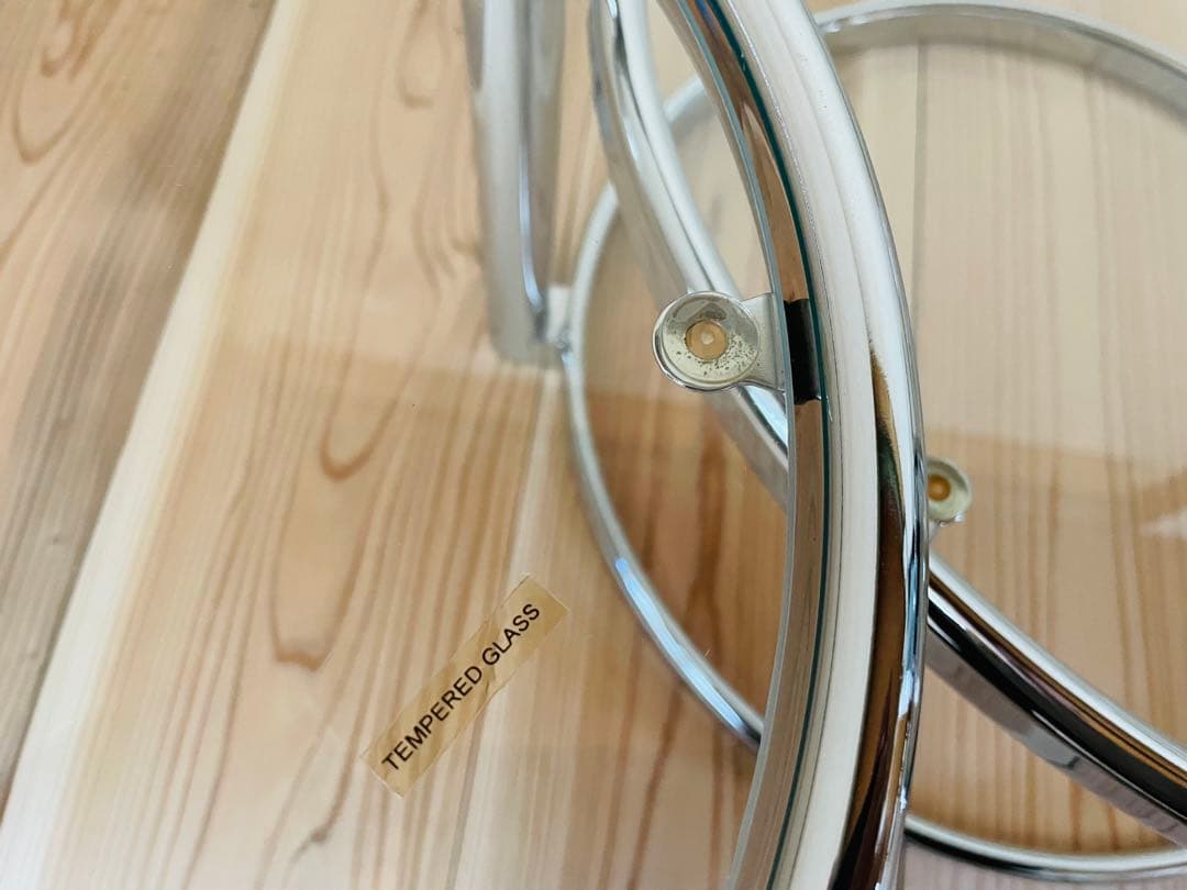 ラウンドテーブル/コーヒーテーブル/ガラス/3段/レトロポップ/スペースエイジ