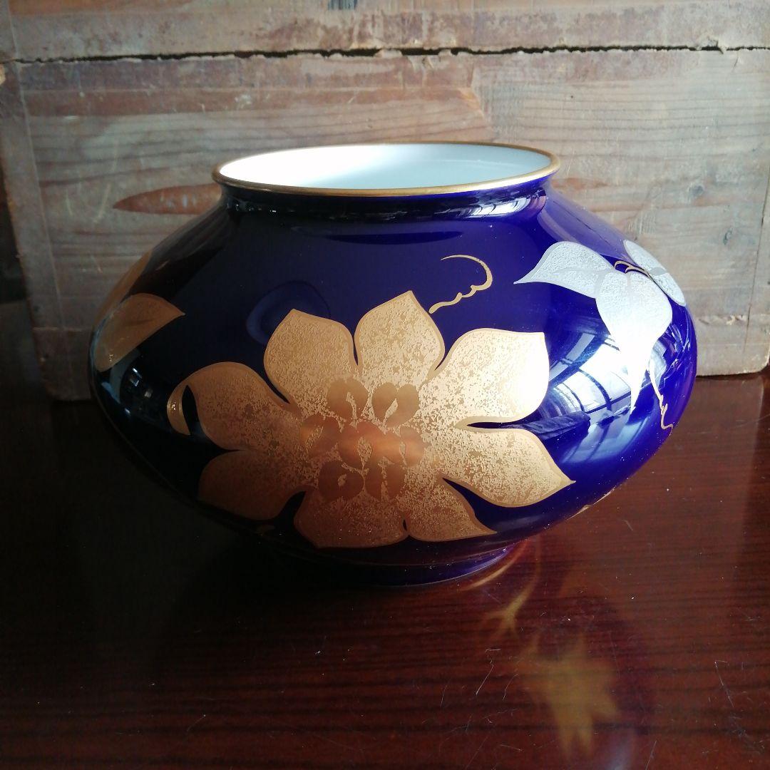 大倉陶苑　金銀彩花紋花瓶　30cm